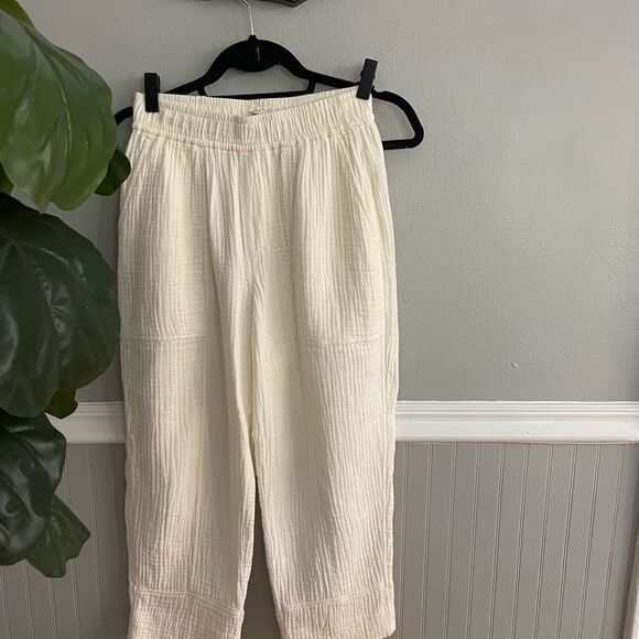 Madewell Gauze Ivory Wide Leg Pants Women's Size XXS Petite - Picture 2 of 11
